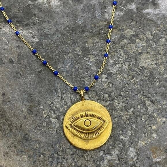 NEW Anthropologie Evil Eye Pendant Necklace - Picture 2 of 9